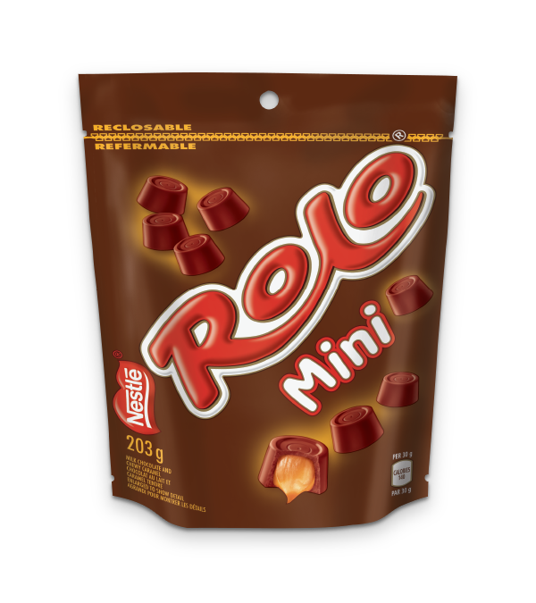 ROLO Mini Chocolates, Resealable Bag, 203 grams.